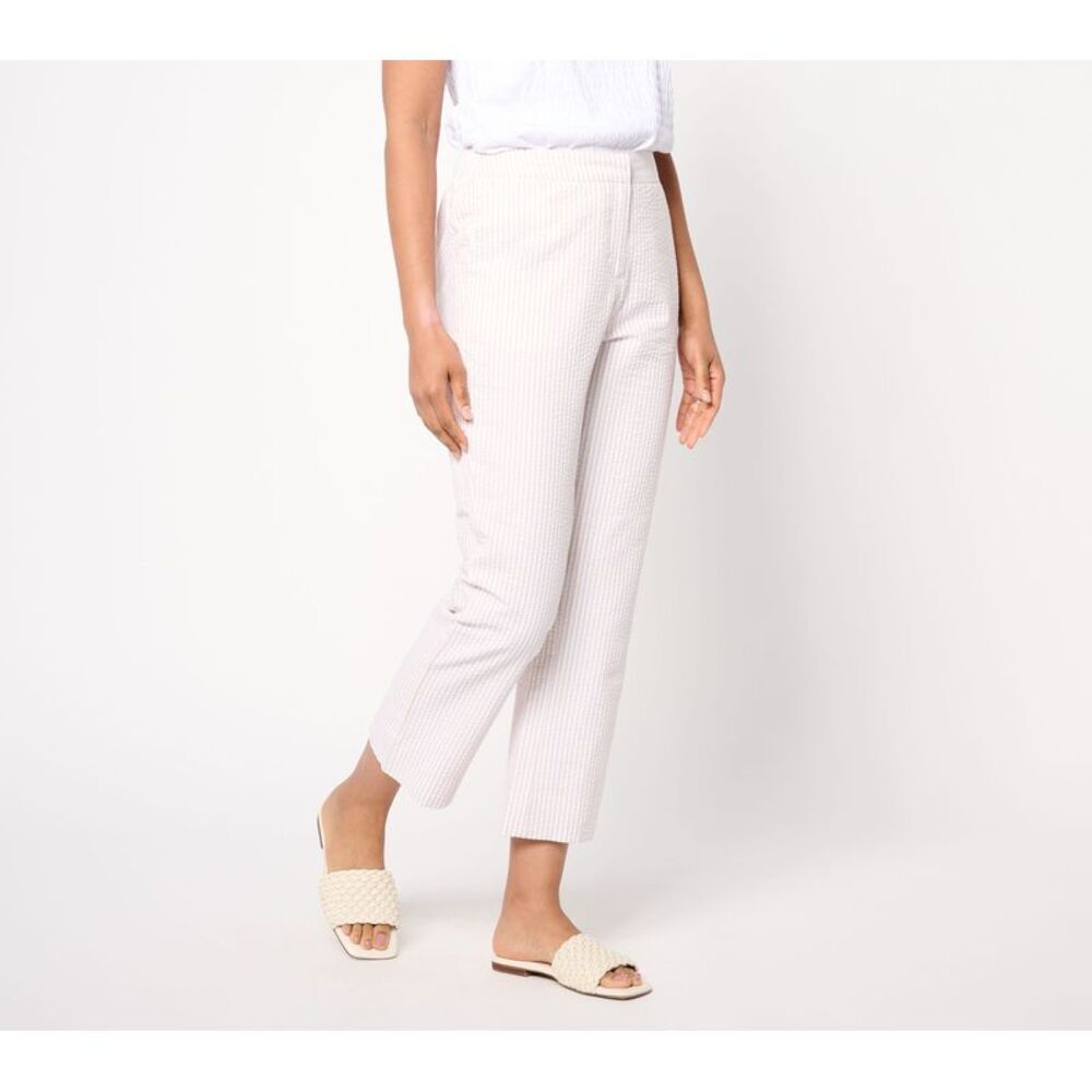 Summersalt Women's Pants Sz XL Woven Seersucker Ankle Plants White A643832